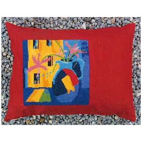 Borduurpakket Kussen modern huis en bloem Oehlenslager 25002