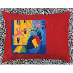 Borduurpakket Kussen modern huis en bloem Oehlenslager 25003