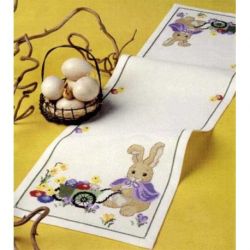 Borduurpakket Loper paashaas met kar Oehlenslager 33173