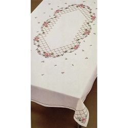 Borduurpakket Tafelkleed rode bloemen Oehlenslager 46556