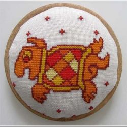 Borduurpakket Speldenkussen schildpad oranje Oehlenslager 51616