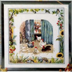 Borduurpakket Kippen bij de boerderij Oehlenslager 76434