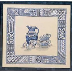 Borduurpakket Blauw servies Oehlenslager 84206