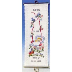 Borduurpakket Geboortetegel Baby met wieg Oehlenslager 99527