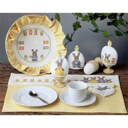 Borduurpakket Eiermandkleedje hazen Oehlenslager 99539