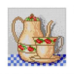 Voorbedrukt stramien kan en kopje Orchidea 1610