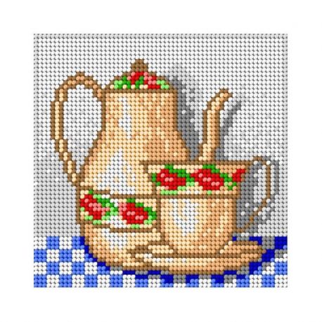 Voorbedrukt stramien kan en kopje Orchidea 1610