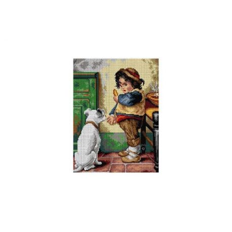 Voorbedrukt stramien kind met hond Orchidea 2922J