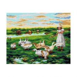 Voorbedrukt stramien meisje voert dieren Orchidea 2950M