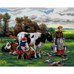 Voorbedrukt stramien melkmeisjes Orchidea 2999M