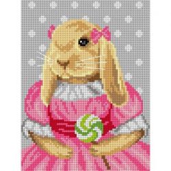 Voorbedrukt stramien konijn roze Orchidea 3081F