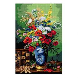 Voorbedrukt stramien stilleven met papavers en wilde bloemen Orchidea 3218Q