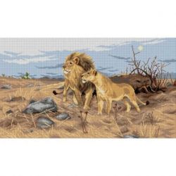 Voorbedrukt stramien leeuwenpaar Orchidea 3266R