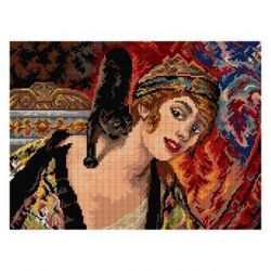 Voorbedrukt stramien vrouw met poes Orchidea 3281M