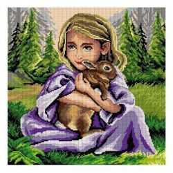 Voorbedrukt stramien meisje met konijn Orchidea 3286L