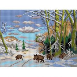 Voorbedrukt stramien zwijnen in bos Orchidea 3351