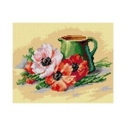 Voorbedrukt stramien naar Catherine Klein - kan en papavers Orchidea 3439