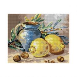 Voorbedrukt stramien naar Catherine Klein - stilleven pot en citroenen Orchidea 3485