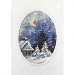 Borduurpakket Wenskaart winterlandschap Orchidea 6150