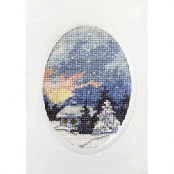 Borduurpakket Wenskaart winterlandschap Orchidea 6151