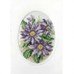 Borduurpakket Wenskaart paarse bloempjes Orchidea 6163