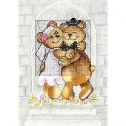 Borduurpakket Wenskaart berenhuwelijk Orchidea 6272