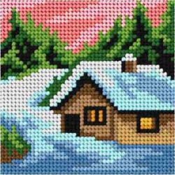 Kinderborduurpakket voorbedrukt landschap winter Orchidea 6755