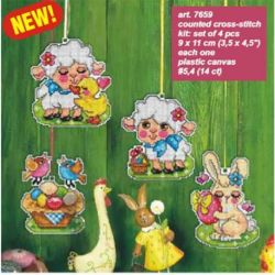 Borduurpakket Paasornamenten-set van 4 Orchidea 7659