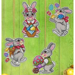 Borduurpakket paashangers konijnen Orchidea 7666