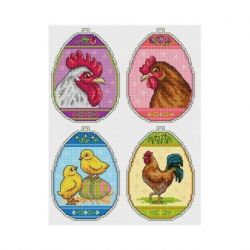 Borduurpakket paasornamenten ei-set van 4 Orchidea 7677