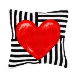 Borduurpakket Kussen rood hart Orchidea 9314