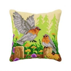 Kruissteekkussen roodborstjes Orchidea 99039