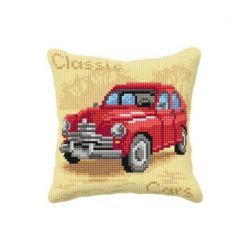 Kruissteekkussen rode auto Orchidea 99077