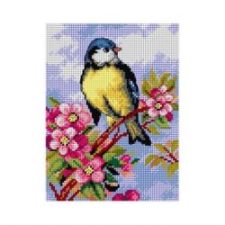 Borduurpakket voorbedrukt koolmees Orchidea M2620