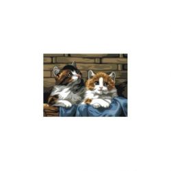 Voorbedrukt stramien poesjes Orchidea SAC104