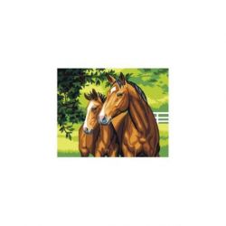 Voorbedrukt stramien paard en veulen Orchidea SAC105