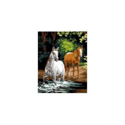 Voorbedrukt stramien wilde paarden Orchidea SAC110