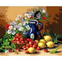 Voorbedrukt stramien stilleven met kan Orchidea SAC114