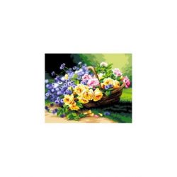 Voorbedrukt stramien mand met bloemen Orchidea SAC115