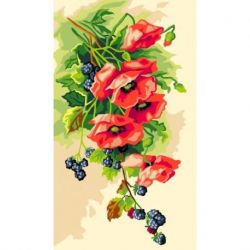 Voorbedrukt stramien papavers en bramen Orchidea SAC135