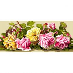 Voorbedrukt stramien roze en gele rozen Orchidea SAC138