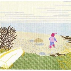 Borduurpakket Meisje strand en zee Haandarbejdets Fremme 30-6472