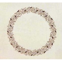 Borduurpakket Tafelkleed met bruine vogels motief rond 43 Haandarbejdets Fremme 06-5388