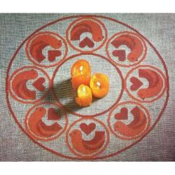 Borduurpakket Tafelkleed vogel met harten Haandarbejdets Fremme 06-4022