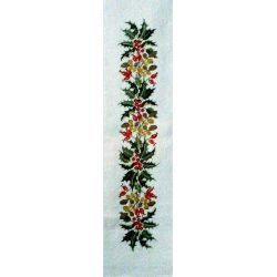 Borduurpakket tafelband met hulst en rozenbottelkrans Haandarbejdets Fremme 16-6083