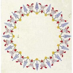 Borduurpakket Tafelkleed kabouterrand motief rond 48 Haandarbejdets Fremme 06-6601 oL