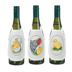 Borduurpakket flessenschort pasen set van 3 Permin 78-9856