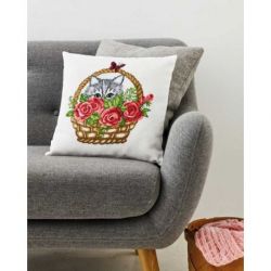Borduurpakket kussen mand en poes Permin 83-2113