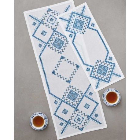 Borduurpakket loper hardanger blauw Permin 75-1851