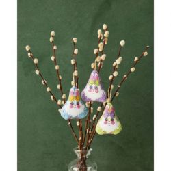 Borduurpakket paasdecoratie haas-set van 4 PERMIN 01-3446